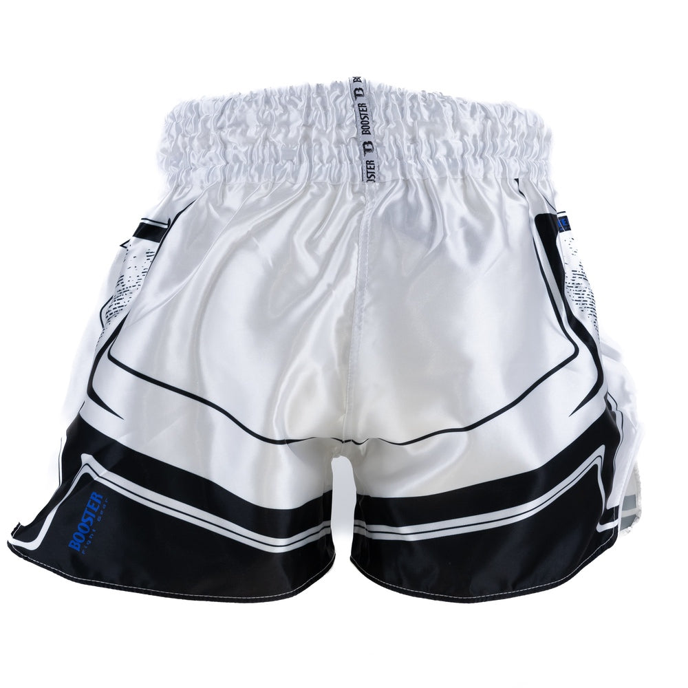 Short de kickboxing Booster Ignite blanc/bleu