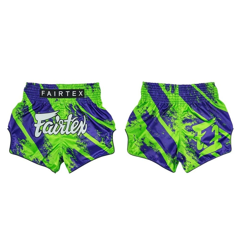 FAIRTEX MUAY THAI SHORTS PURPLE/GREEN