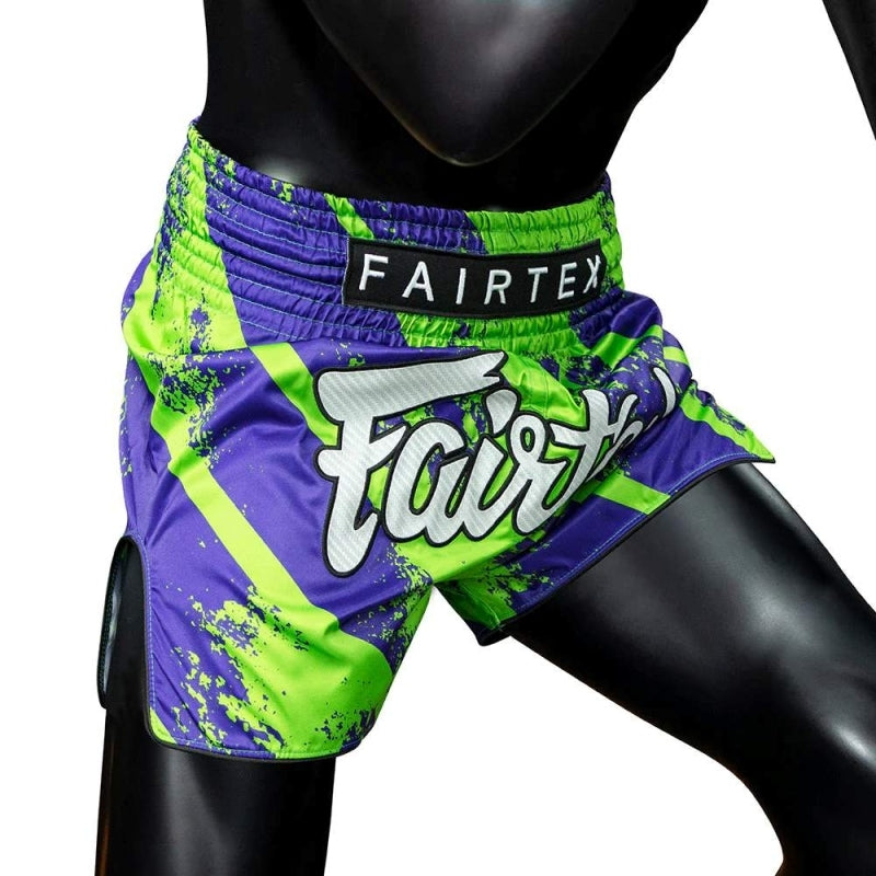 FAIRTEX MUAY THAI SHORTS PURPLE/GREEN