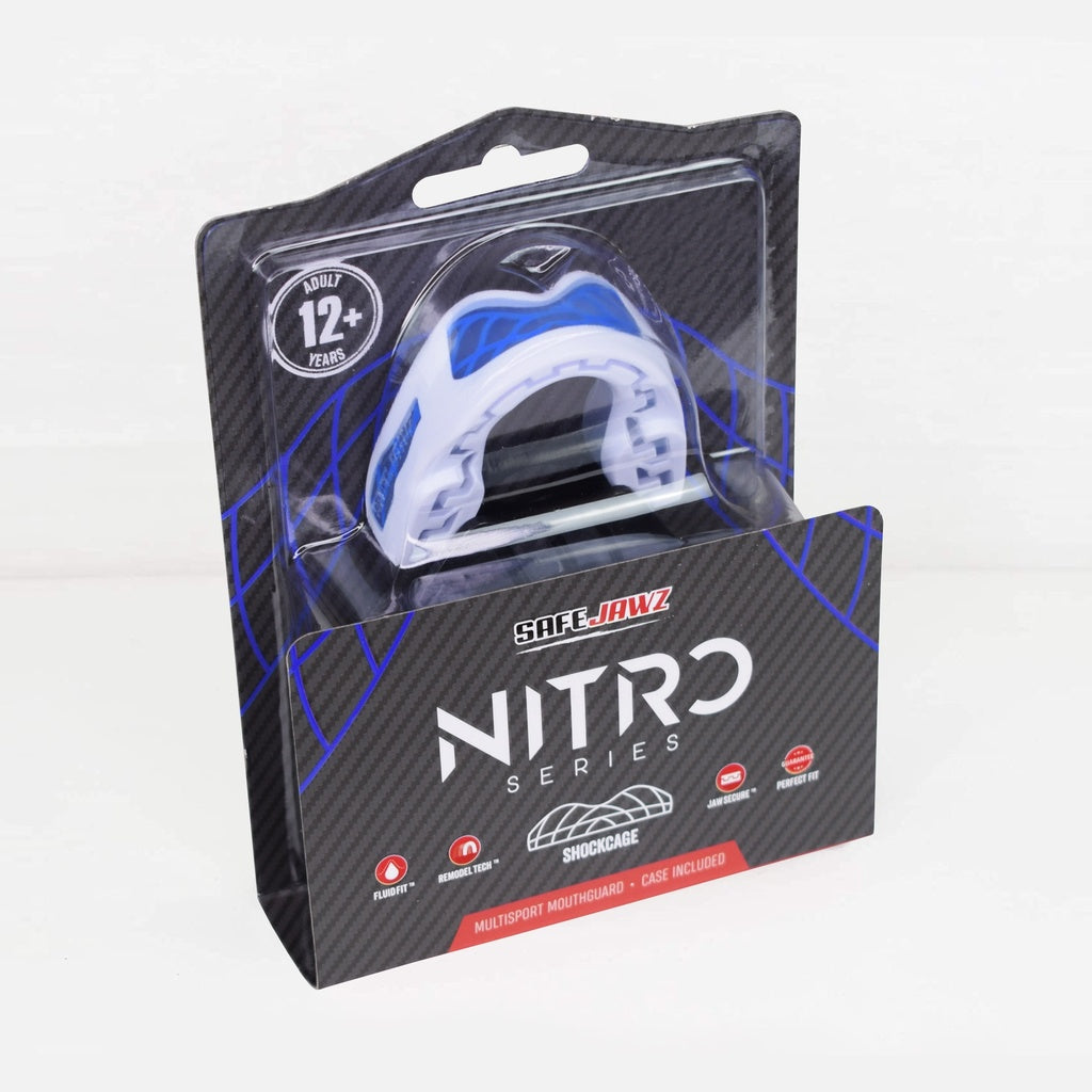 PROTECTEUR DE BOUCHE SAFEJAWZ NITRO BLEU/BLANC