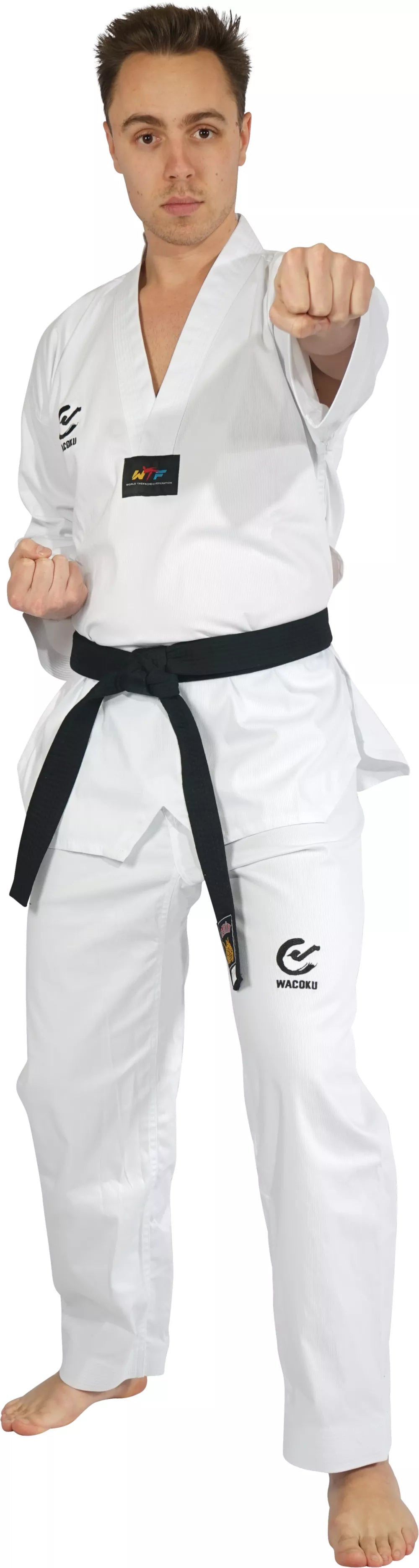 Combinaison de taekwondo Wacoku blanche à col en V