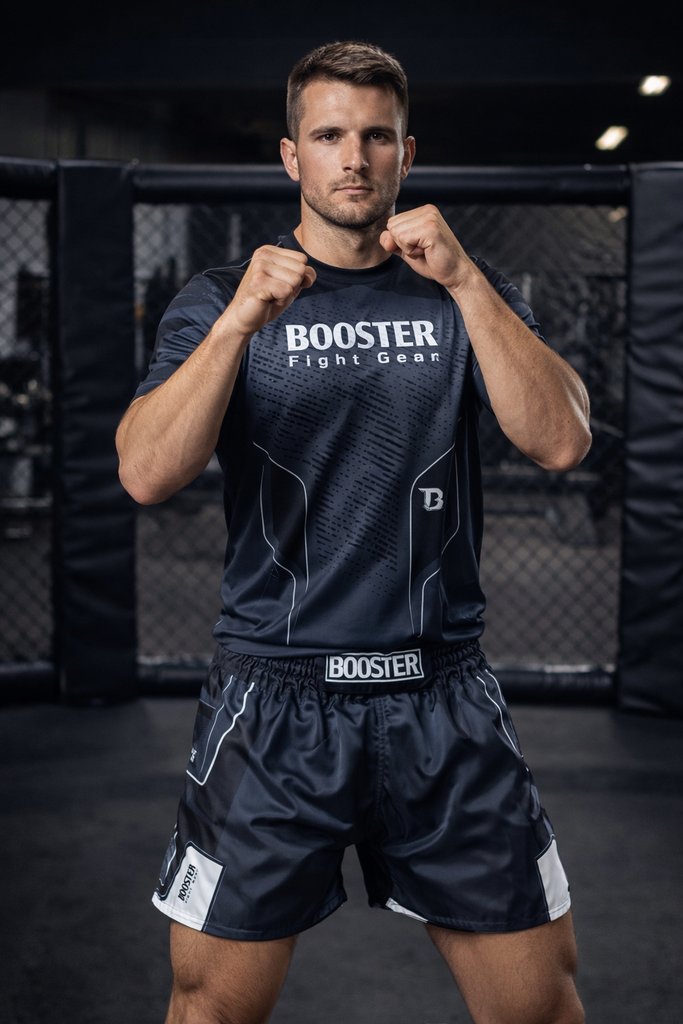 BOOSTER KICKBOXING SHORTS IGNITE BLACK/WHITE