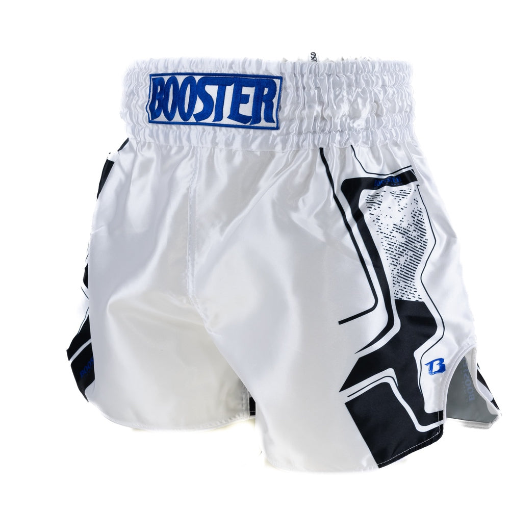 Short de kickboxing Booster Ignite blanc/bleu