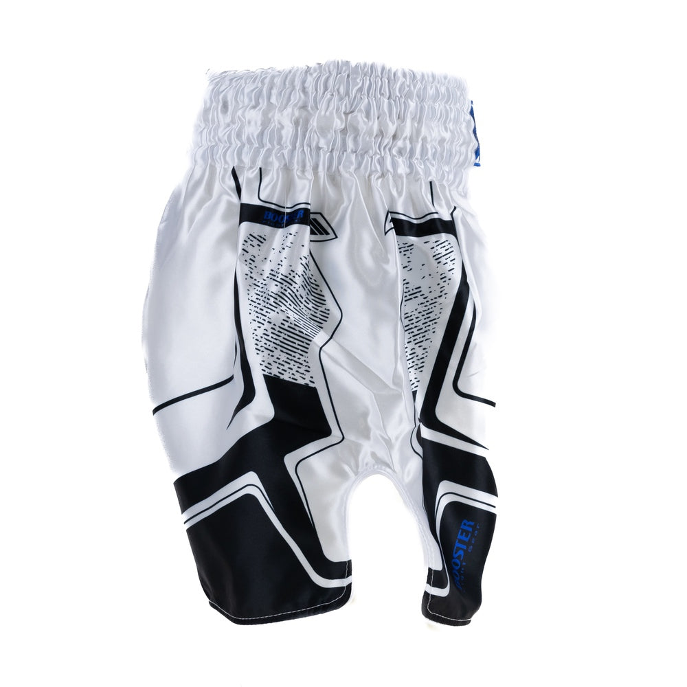 Short de kickboxing Booster Ignite blanc/bleu