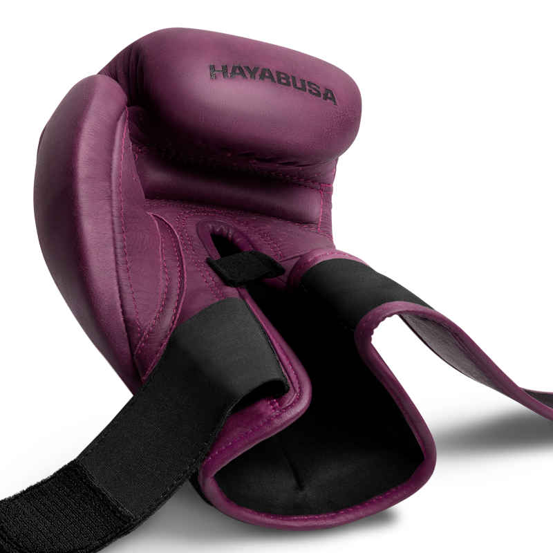 Gants de boxe Hayabusa T3 LX en cuir (coup de pied) violets