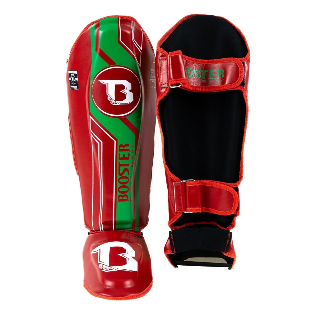 BOOSTER KICKBOXING SHIN GUARDS V9 MOROC - RED/GREEN